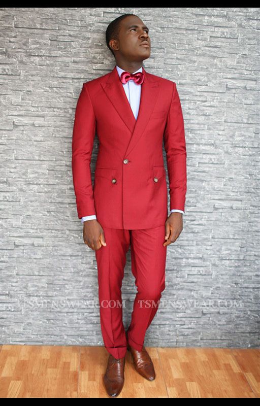 Abner New Arrival Red Close Fitting Peaked Laple Men Suits for Prom