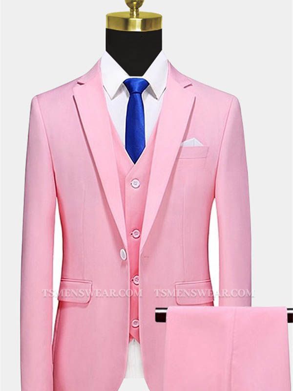 Light Pink Suits for Men with 3 Pieces | Notched Lapel Slim Fit Tuxedo