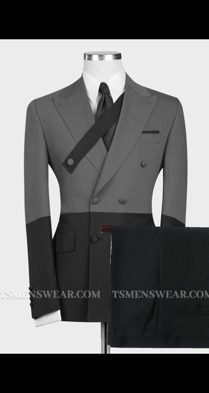 Kingston New Arrival Gray and Black Slim Fit Stylish Men Suits Online