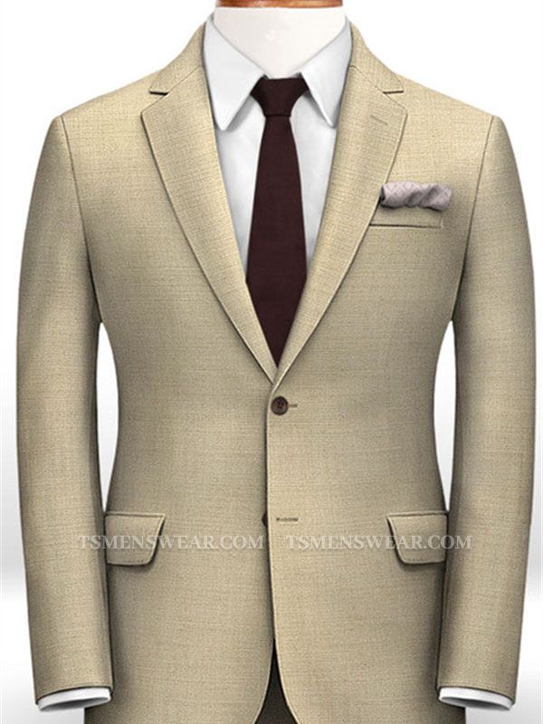 Khaki Wedding Groom Men Suits | Slim Fit Checker Tuxedo for Men