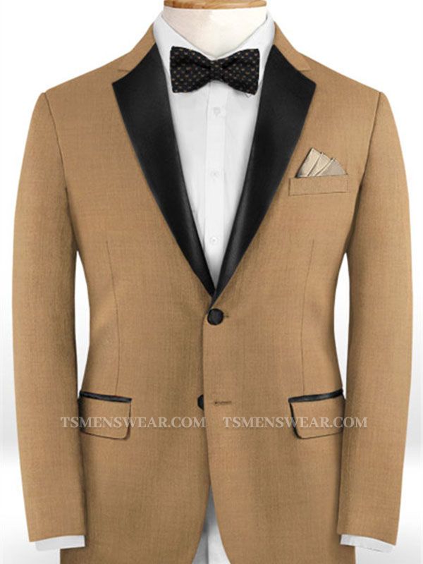 Gold Brown Notched Lapel Tuxedo for Men | Slim Fit Men Suits with Two Pieces