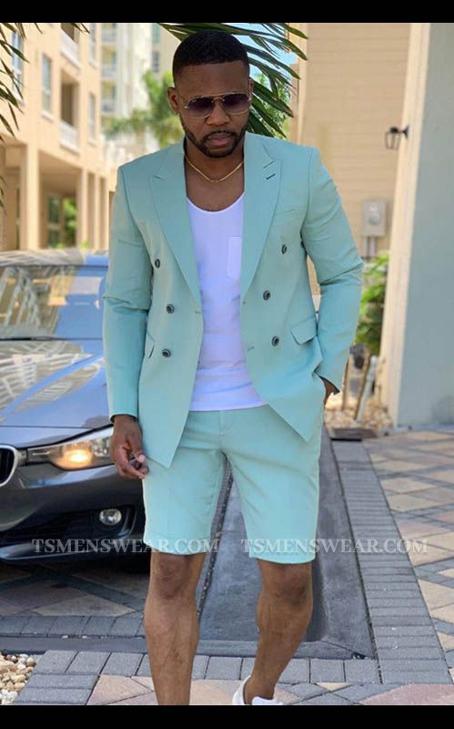 Bruce Summer Green Fashion Peaked Lapel Men Suits for Prom