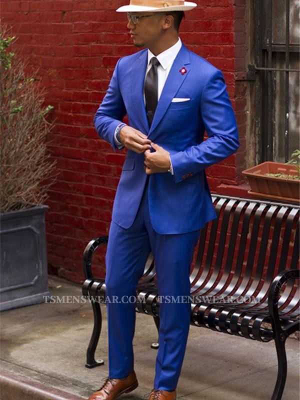 Formal Royal Blue Notched Lapel Best Suits for Men