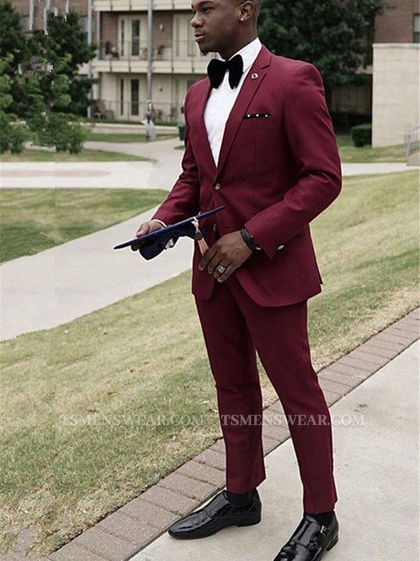 Tyler Formal Burgundy Slim Fit Two Pieces Mens Suit Online