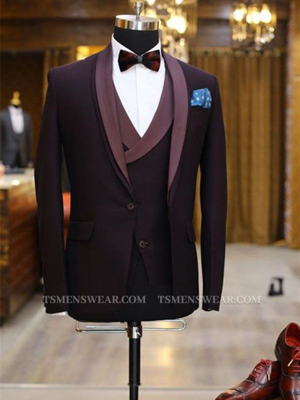 Brenden Purple Slim fit Prom Suit | Three Pieces Shawl Lapel Tuxedo
