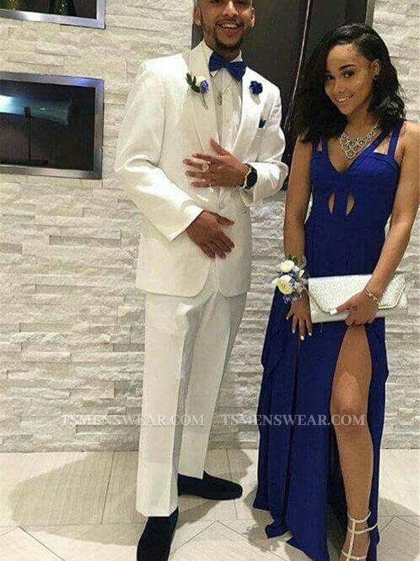 Handsome White Simple Two Pieces Shawl Lapel Men's Suit Online for Prom