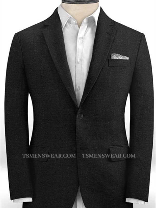 Slim Fit Black Linen Groom Tuxedos | Men Suits for Wedding Latest Desgins