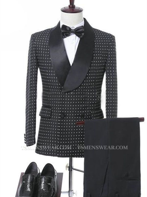 Black Double Breasted Wedding Groom Suit | Elegant Slim Fit Men Prom Suit