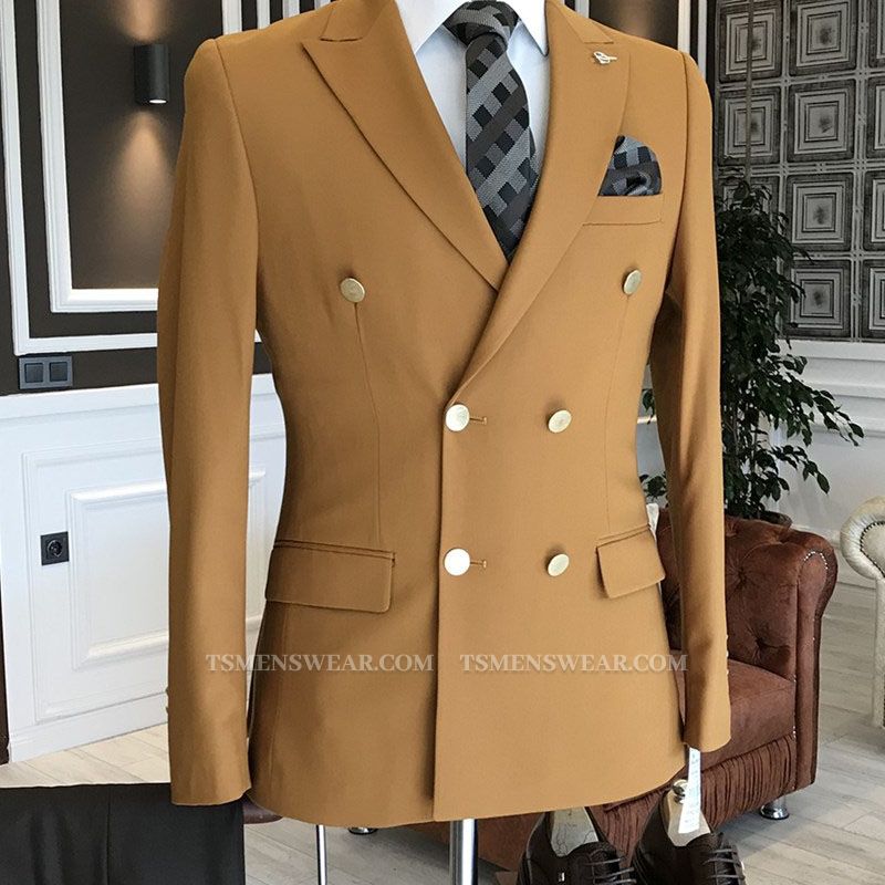 Samuel Yellow Double Breasted Formal Business Bespoke Men Suits For Business