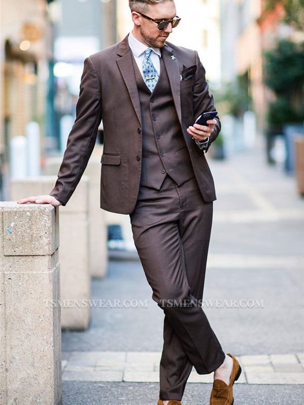 Handsome Brown Bespoke Mens Suits | Two Buttons Formal Business Suits