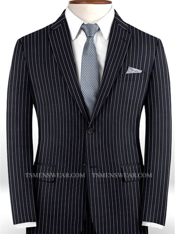 Dark Blue Striped Formal Men Suits Online | Business Slim Fit Tuxedo