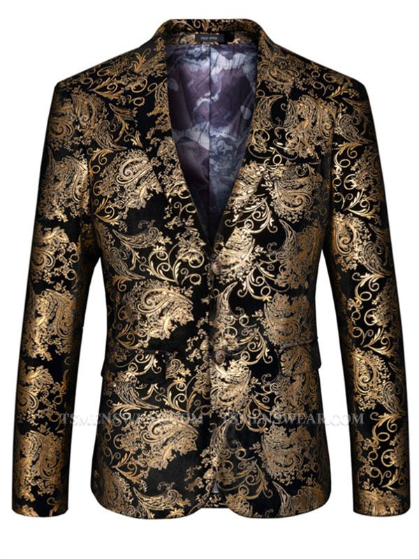 Lucas Gold Jacquard Slim Fit Blazer Jacket
