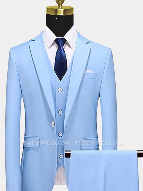 Classic Sky Blue Men Suits | Three Pieces Men Suits Sale