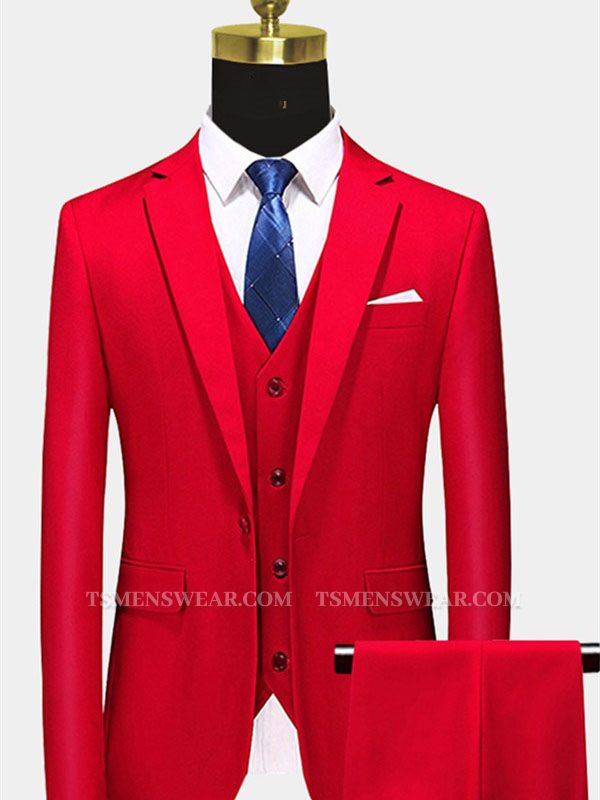All Red Three Men Suits | Peak Lapel Fit Suit