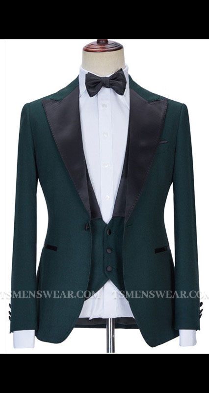 Three Pieces Fashion Slim Fit Bespoke Prom Men Suits with Black Lapel