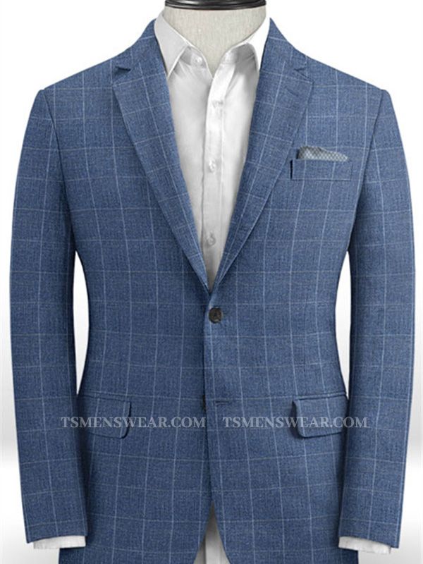 Navy Blue Groomsman Suit | New Arrival Plaid Tuxedo with Two Pieces