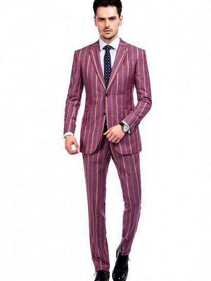 Modern Check Patten Red Purple Mens Suits