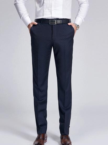 Stylish Blue Dots Dark Navy Suit Pants for Weddings_1
