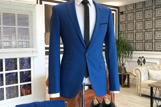 Ingemar Royal Blue Peaked Lapel Bespoke Formal Business Men Suits_2