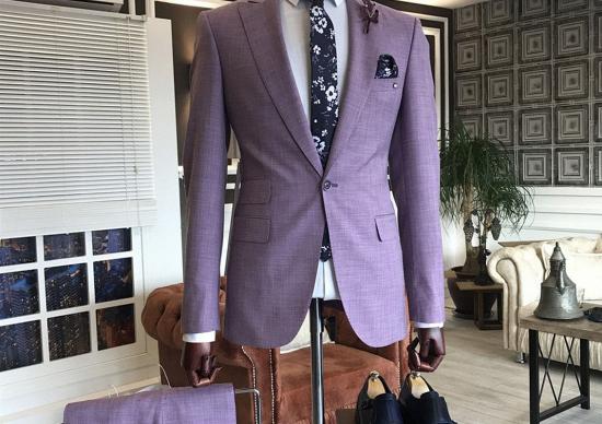 Nathan Unique Purple 2-Pieces Peaked Lapel Slim Fit Prom Suits For Men_2