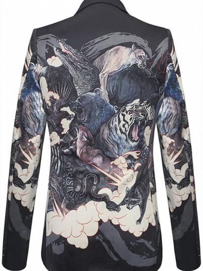 Isaac Black Soft Animal Printed Patterned Blazer Jacket for Men_2