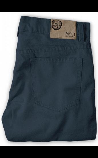 Latest Design Dark Blue Zipper Fly Casual Pants Mens Designer Trousers_2
