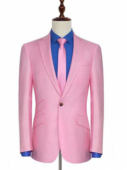 Candy Pink Three Slant Pockets Mens Suits | Fashion Business Suits for Office
