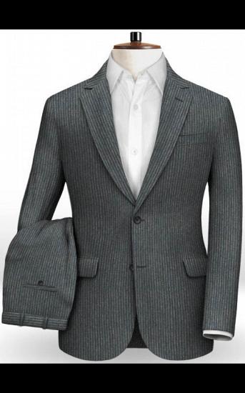 Dark Grey Slim Fit Men Suits Online | Fashion Striped Two Pieces Tuxedo_2