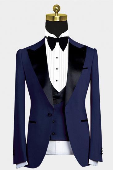 Maurice Dark Navy Cool Peaked Lapel Men Suit for Wedding_1