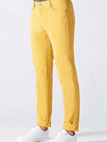 Daily Bright Yellow Small Cuff Anti-wrinkle Casual Mens Pants_2
