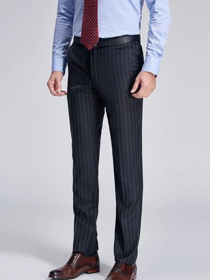 Nehemiah Double Breasted Mens Suits | Stripes Dark Grey Suits for Men_6