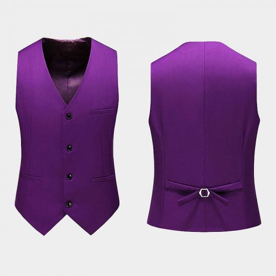 Purple Men Suits For Prom | Three Pieces Tuxedo with Notched Lapel_3