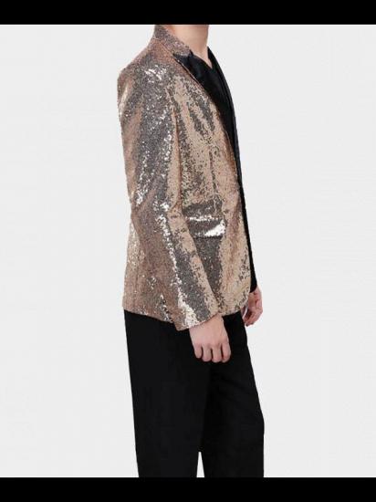 Sparkly Gold Sequin Tuxedo Blazer | Men Suits for Prom_4