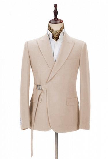 Cozy Champagne Men's Casual Suit for Summer | Buckle Button Formal Groomsmen Suit for Wedding