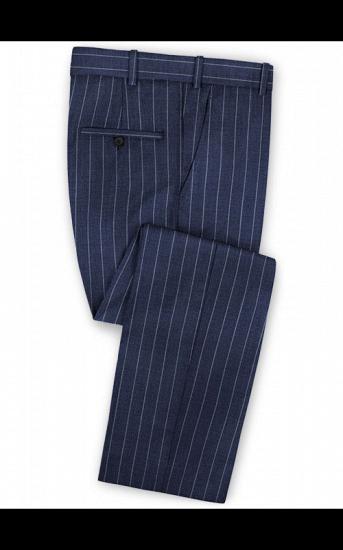 Dark Blue Business Formal Suits | Fashion Two Buttons Striped Tuxedo Online_3
