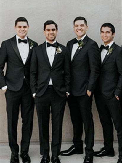 Hunter Handsome Black Peaked Lapel Bespoke Men Suits for Wedding