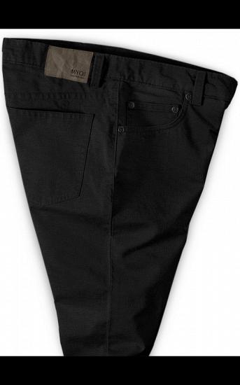 Black Mid Waist Zipper Fly Trousers for Men_3