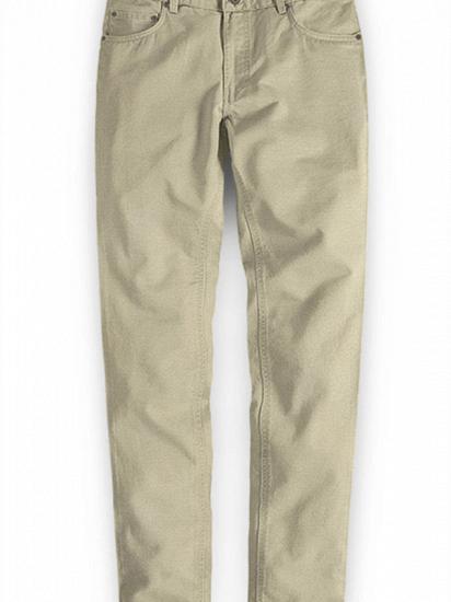 Khaki Men Trousers Casual Thin Elastic Waist Business Office Pants_1
