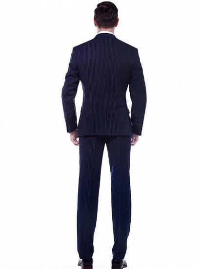 Noble Peak Lapel Dark Navy Mens Suits | Stripes Double Breasted Suits for Men_3