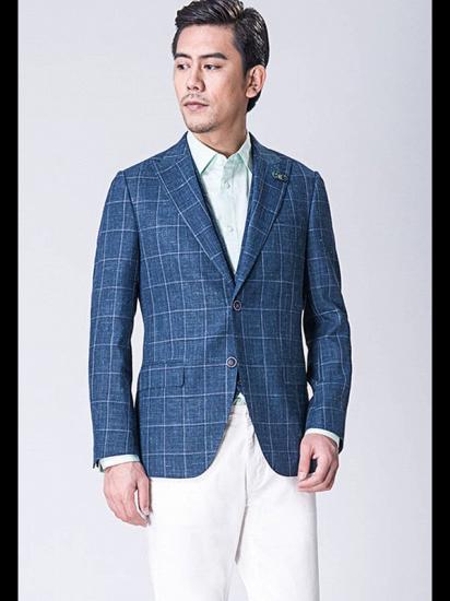 Casual Blended Blue Outdoor Balzer | Business Plaid Jacket Online_3