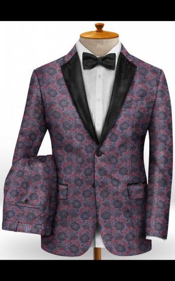 Flower Jacquard Men Suits for Boy | Newes Notch Lapel Prom Tuxedo_2