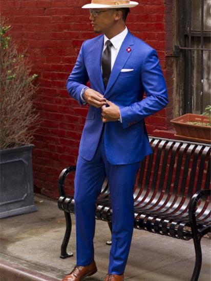 Formal Royal Blue Notched Lapel Best Suits for Men_1