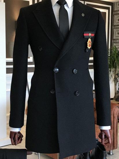 Gavin Black Double Breasted Slim Fit Bespoke Winter Jacket For Business_1
