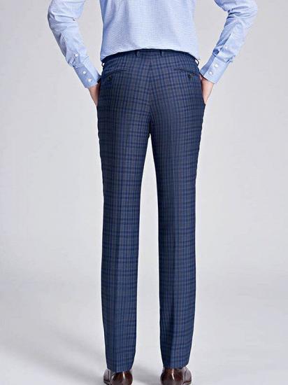 Small Checked Pattern Gentle Mens Suits | Peak Lapel Blue Suits for Men_5