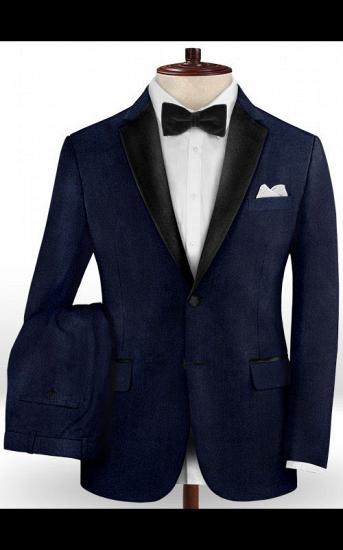 Dark Blue 2 Piece Latest Designs Men Suits | Notched Lapel Slim Fit Tuxedos Online_2