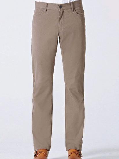 Light Brown Cotton Classic Business Straight Pants for Men