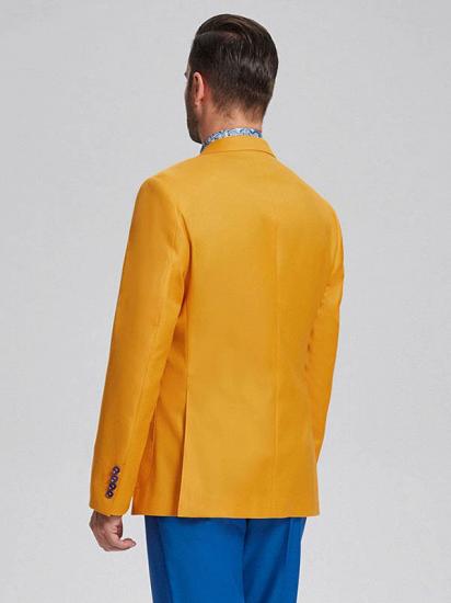 Ginger Yellow Peak Lapel Patch Pocket Fashionable Blazer Jacket for Men_3