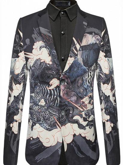 Isaac Black Soft Animal Printed Patterned Blazer Jacket for Men_1