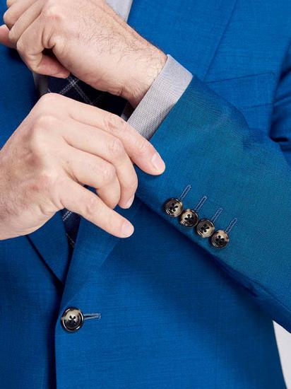 Bright Solid Blue Premium Mens Suits Sale | Peak Lapel Flap Pocket Suits for Men_8