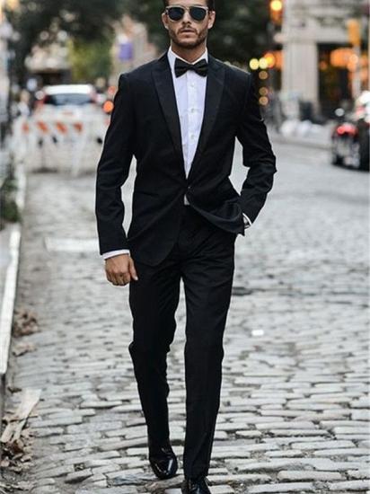 Black Business Mens Suits | Fashion One Button Wedding Suits Tuxedos_1